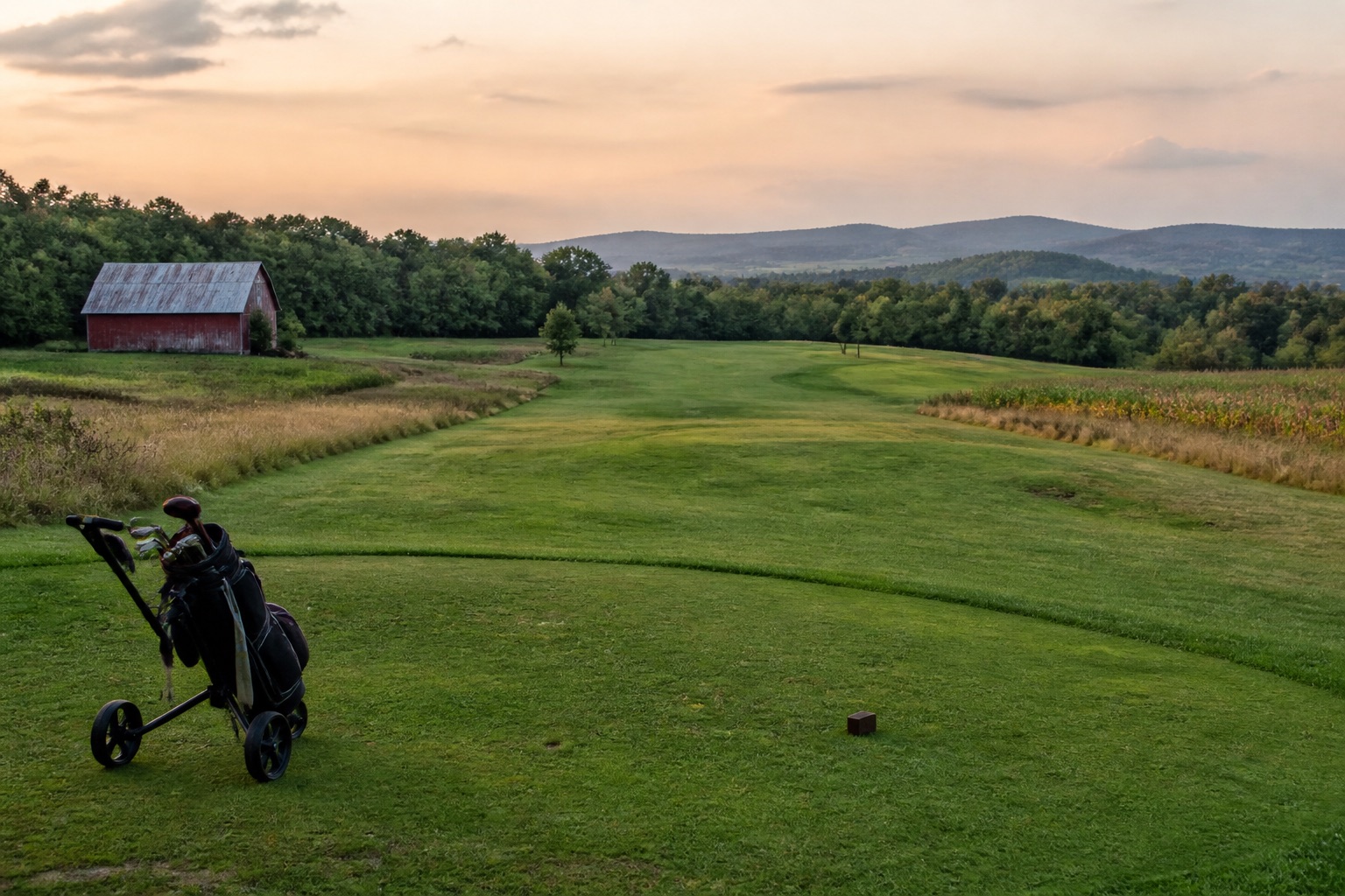 A walkable nine-hole golf course laid out over old farm fields